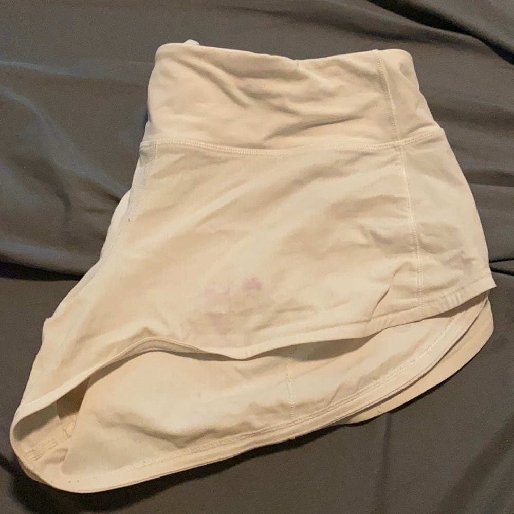 white lululemon speed up shorts